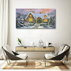 COLORAY.CZ Obraz na plátně Zimní dům Sníh 120x60 cm