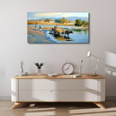 COLORAY.CZ Obraz na plátně Village Village River Cottage 100x50 cm