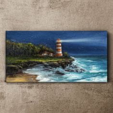 COLORAY.CZ Obraz na plátně Lighthouse pobřeží vlny 120x60 cm