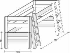 Gazel Sendy patrová postel 90x200 zvýšená 120 cm bílá