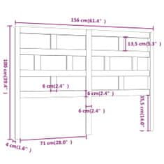 Vidaxl Čelo postele 156 x 4 x 100 cm masivní borovice