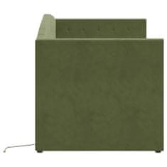 Vidaxl Lehátko s matrací a USB tmavě zelený samet 90x200 cm