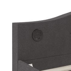 Vidaxl Lehátko s matrací a USB, tmavě šedá látka, 90x200 cm