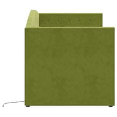 Vidaxl Lehátko s matrací a USB, světle zelený samet 90x200 cm