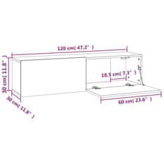 Vidaxl TV skříňka hnědý dub 120x30x30 cm kompozitní dřevo