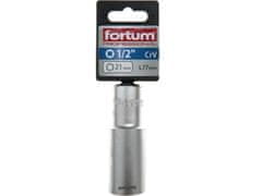 Fortum Hlavice nástrčná (4700521) hlavice nástrčná prodloužená, 1/2&quot;, 21mm, L 77mm, 61CrV5