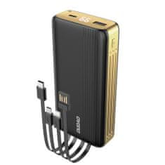 DUDAO K4Pro USB Power Bank 20000mAh + kabel Lightning / USB-C / Micro USB, černý/zlatý
