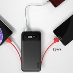 DUDAO K1A USB Power Bank 10000mAh + kabel Lightning / USB-C / Micro USB 3A, bílý