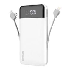 DUDAO K1Pro Power Bank 20000mAh 2x USB + kabel Lightning / USB-C / Micro USB, bílý