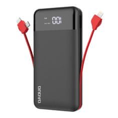 DUDAO K1Pro Power Bank 20000mAh 2x USB + kabel Lightning / USB-C / Micro USB, černý