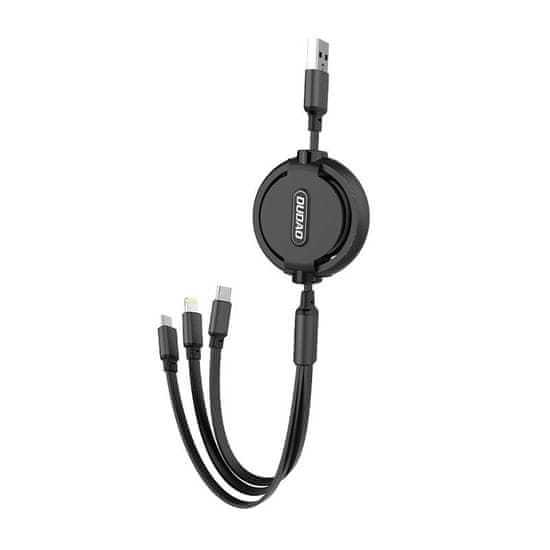 DUDAO L8H 3in1 kabel USB - USB-C / Micro USB / Lightning 2.4A 1.1m, černý