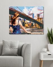 ZUTY Diamantové malování - ŽENA U BROOKLYN BRIDGE V NEW YORKU 40x50 cm bez rámu a bez vypnutí plátna