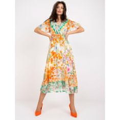 ITALY MODA Dámské šaty s potisky midi MELODY oranžové DHJ-SK-15967-1.01P_387245 Univerzální