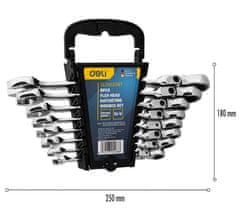 Deli Tools Sada klíčů očkoplochých ráčnových kloubových 8ks EDL140208T