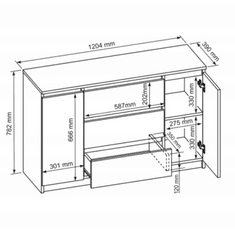 3xEliving Komoda DEMI 2D3S 120 CM , dub sonoma / bílá