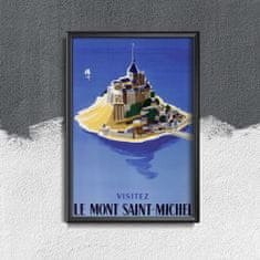 Vintage Posteria Designovy plakát Mont saint michel french A4 - 21x29,7 cm