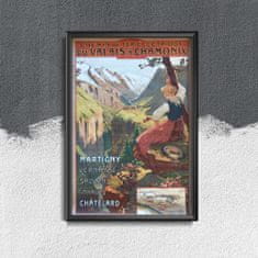 Vintage Posteria Designovy plakát Chamonix francouzština A4 - 21x29,7 cm
