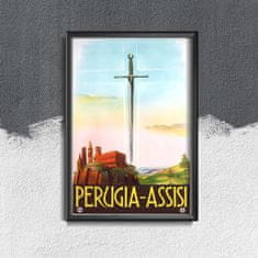 Vintage Posteria Plakát Perugia assisi itálie Ne A2 - 42x59,4 cm