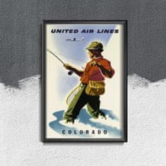 Vintage Posteria Plakát Colorado united air lines Ne A3 - 29,7x42 cm