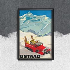 Vintage Posteria Plakát Gstaad švýcarsko Ne A3 - 29,7x42 cm