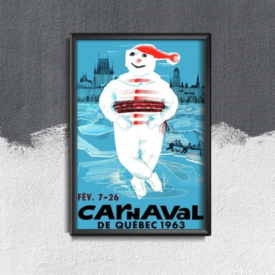 Vintage Posteria Dekorativní plakát Quebec carnaval kanada