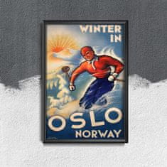 Vintage Posteria Dekorativní plakát Oslo norsko zimní lyže A3 - 29,7x42 cm