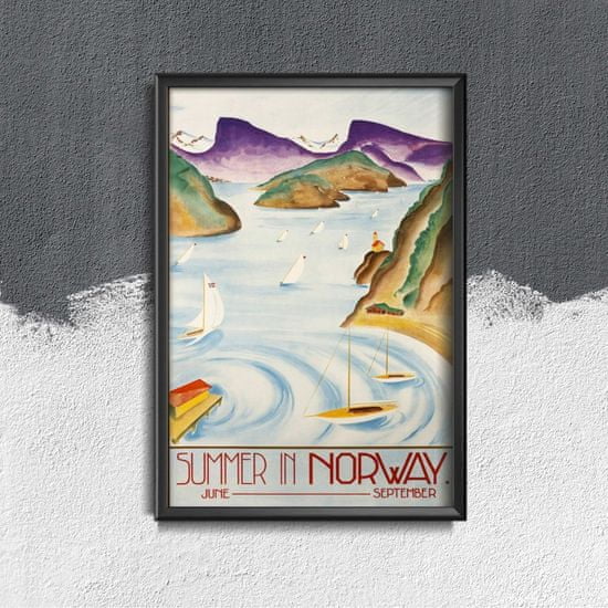 Vintage Posteria Dekorativní plakát Skandinávský letní výlet norsko