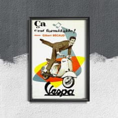 Vintage Posteria Plakát na zeď Chante Gilbert Bécaud Vespa Ne A4 - 21x29,7 cm