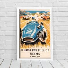 Vintage Posteria Retro plakát AutoMobile Grand Prix Reims Ne A4 - 21x29,7 cm