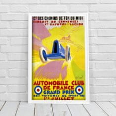 Vintage Posteria Retro plakát Automobilový klub De France Grand Prix Alphonse Noel Ne A3 - 29,7x42 cm