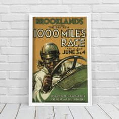 Vintage Posteria Plakát Grand Prix Plakát Brooklands British Miles Race Ne A3 - 29,7x42 cm