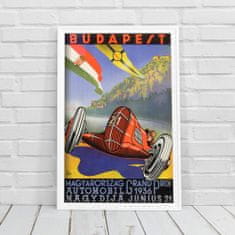 Vintage Posteria Plakát Budapešť Magyarhorzag Grand Prix Auto Ne A4 - 21x29,7 cm