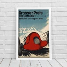 Vintage Posteria Plakát Grosser Preis Der Schweiz Für Automobile Ne A4 - 21x29,7 cm