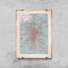 Vintage Posteria Retro plakát Mapa Los Angeles železniční a autobusové trasy Ne A1 - 59,4x84,1 cm