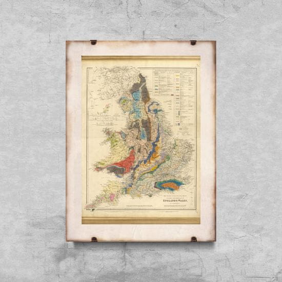 Vintage Posteria Designovy plakát Stará mapa Anglie železnice