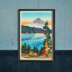 Vintage Posteria Plakát na zeď Jezero Ashi na Hakone Hills Ne A4 - 21x29,7 cm