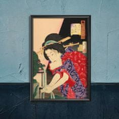 Vintage Posteria Retro plakát Žena mytí rukou tsukioka yoshitoshi Ukiyo-e A4 - 21x29,7 cm