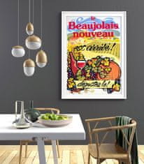 Vintage Posteria Retro plakát Víno plakát Nový Beaujolais Nouveau A4 - 21x29,7 cm