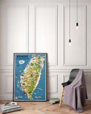 Vintage Posteria Designovy plakát Obrazová mapa Tchaj-wanu A4 - 21x29,7 cm