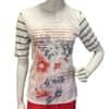 Lea H - bílé tričko s růžovým potiskem a šedými proužky Velikost: S