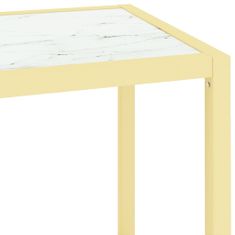 Greatstore Konzolový stolek zlatý a bílý mramor tvrzené sklo