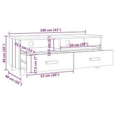 Vidaxl TV stolek HAMAR medově hnědý 106 x 40 x 40 cm masivní borovice