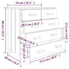 Greatstore Příborník medově hnědý 79 x 40 x 80 cm masivní borové dřevo