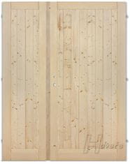 Palubkové dveře dvoukřídlé 125, 145 plné s dřevěnou zárubní + fab, pravá, 125 cm
