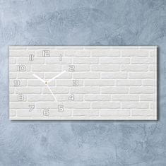 Wallmuralia Skleněné hodiny na stěnu tiché Zděná zeď bílé 60x30 cm