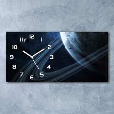 Wallmuralia Moderní skleněné hodiny na stěnu Planeta bílé 60x30 cm