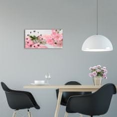 Wallmuralia Moderní skleněné hodiny na stěnu Divoké růže černé 60x30 cm