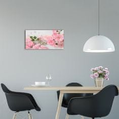 Wallmuralia Moderní skleněné hodiny na stěnu Divoké růže bílé 60x30 cm