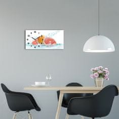 Wallmuralia Moderní skleněné hodiny na stěnu Grejpfruty černé 60x30 cm