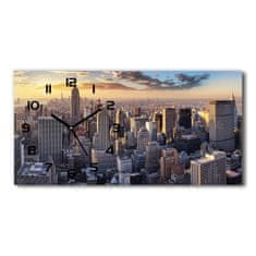 Wallmuralia Skleněné hodiny na stěnu New York ptačí pohled bílé 60x30 cm